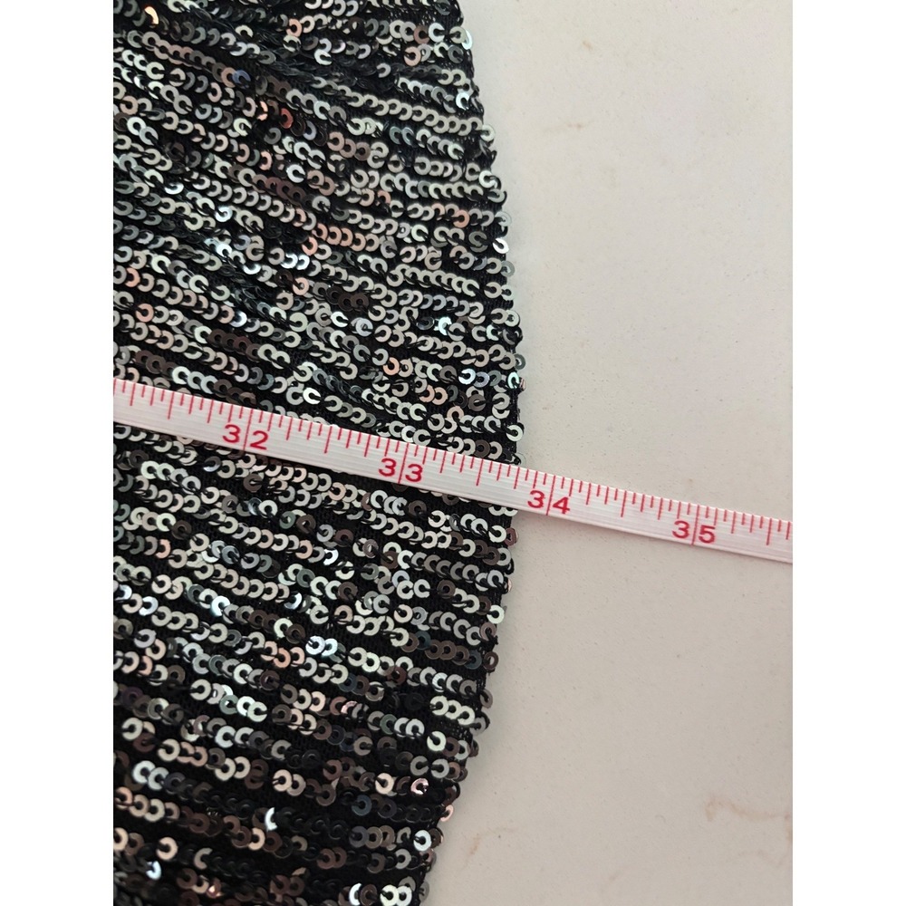 NWT Size Large Steve Madden Sequin Mini Shift Dress Womens Black New Long Sleeve - Picture 9 of 9